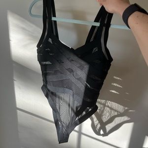 Forever 21 black bandage mesh bodysuit